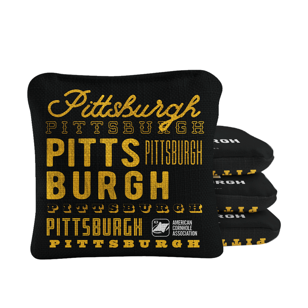 ACA Synergy Gameday Pittsburgh Football Pro Cornhole Bags, Black - American Cornhole Association