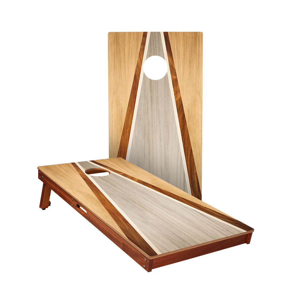 Full Triangle - Natural and Gray Wood Sig Pro Cornhole Boards