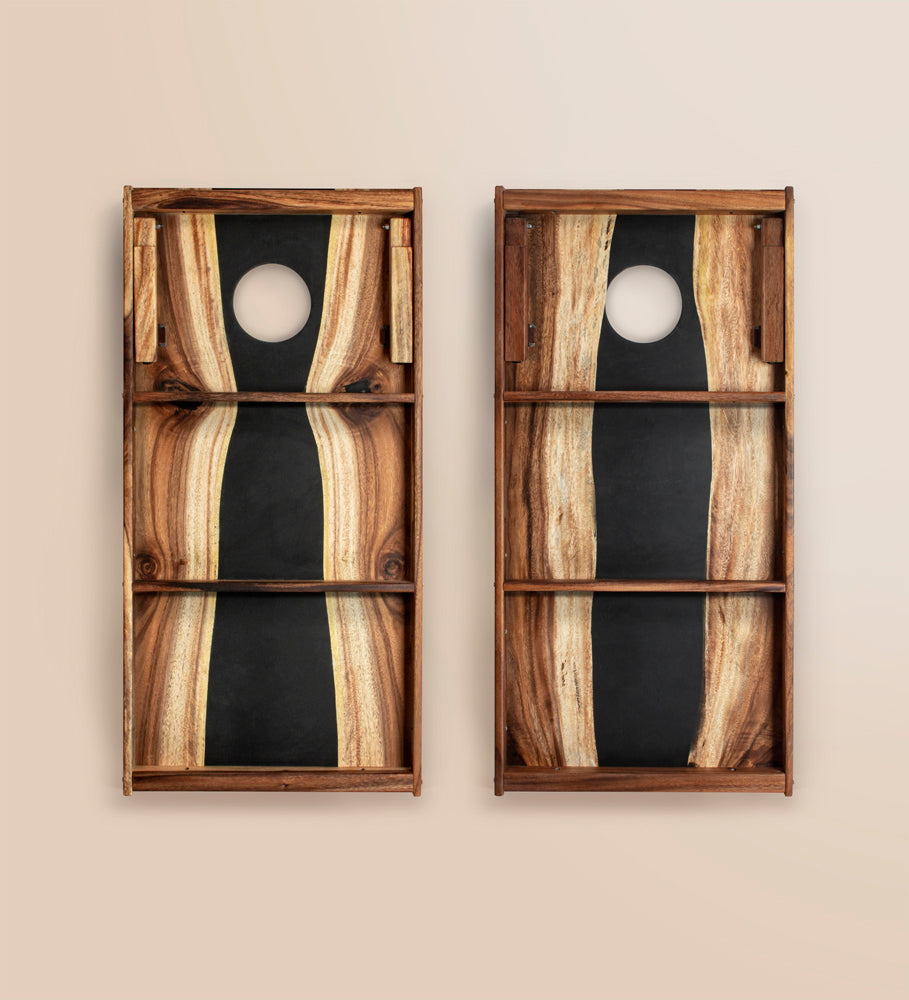 2x4 One of a Kind Black Epoxy Resin Live-Edge Wood Cornhole Boards