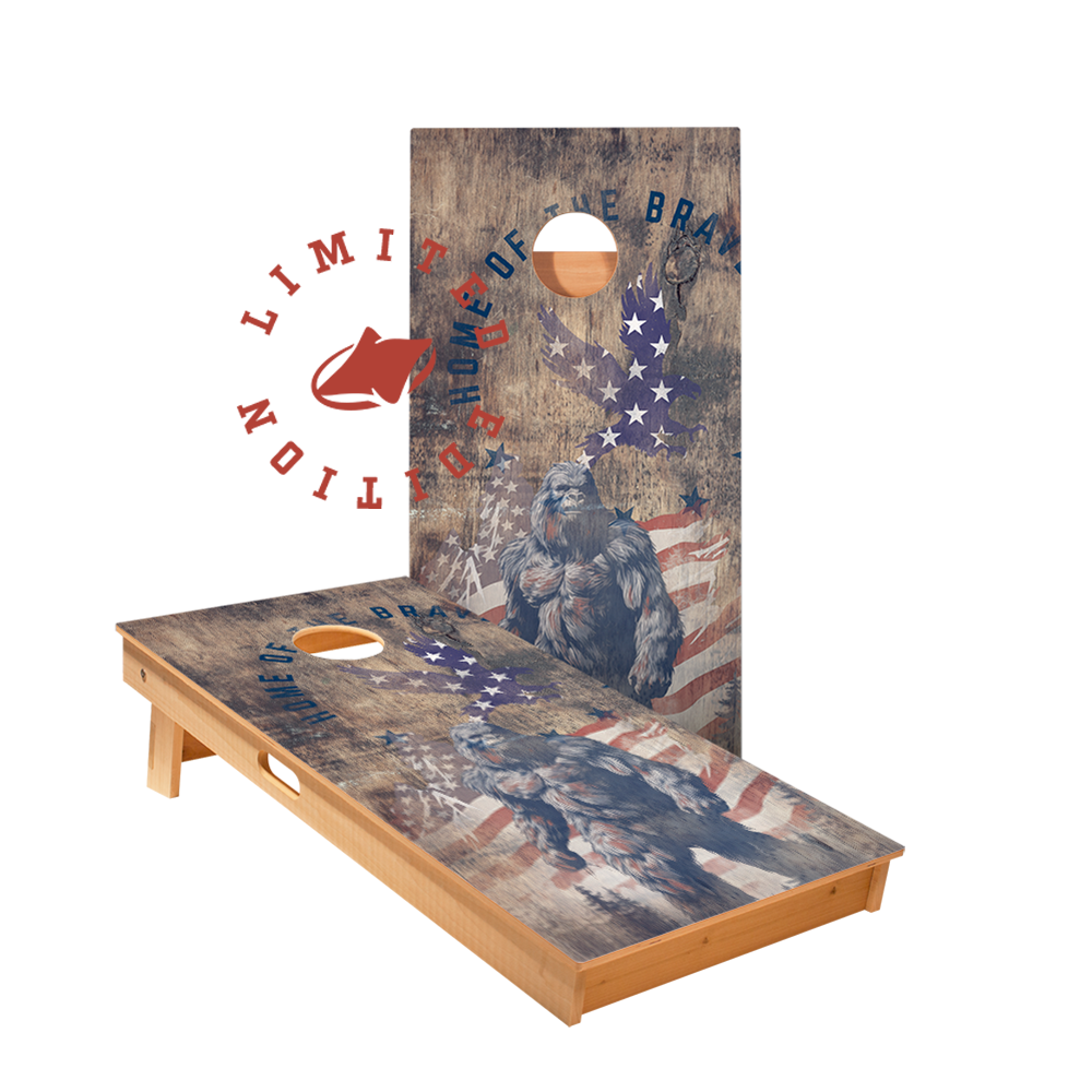 Home of the Brave Sasquatch Limited Edition Star Cornhole Boards